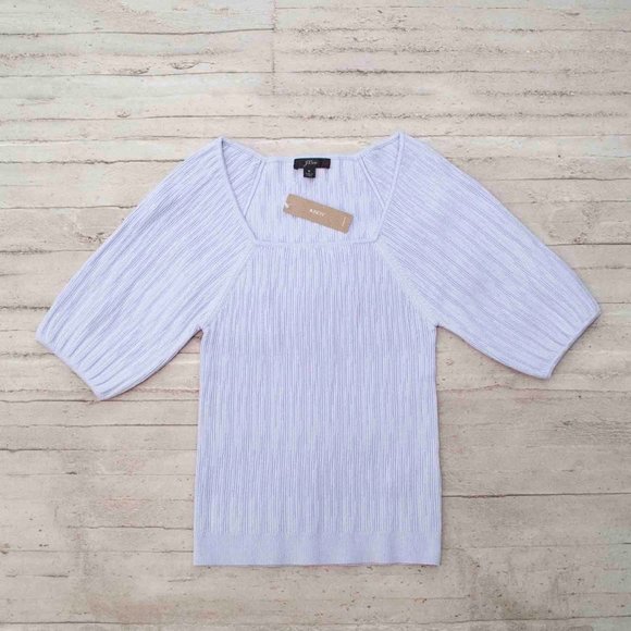NWT J. Crew Square Neck Sweater w/Blouson Sleeves - color Soft Wisteria … - Picture 5 of 9